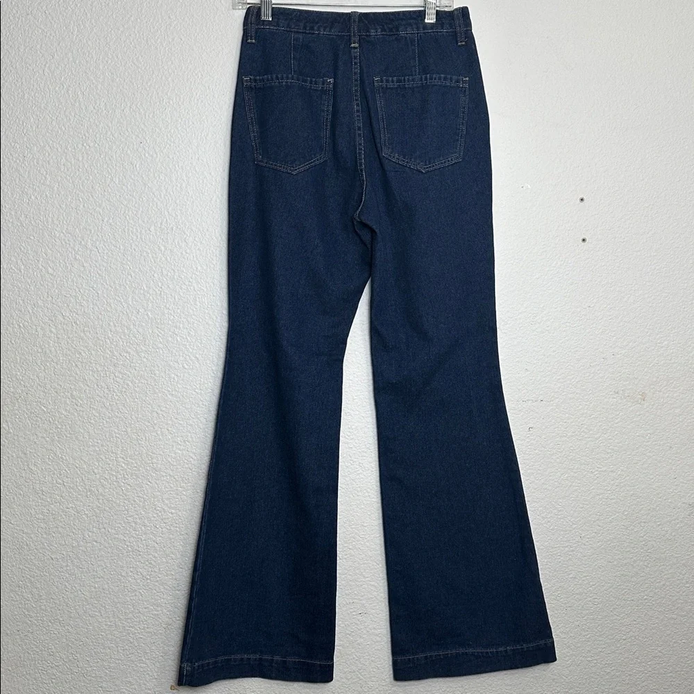Sam Edelman Bay Flare Trouser Jeans Women’s 27 High Rise Wide‎ Leg NWT Dark Wash